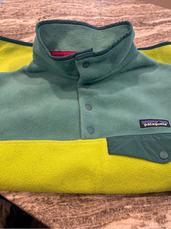Patagonia Tops - Patagonia Two-Tone Fleece Pullover Vest - Teal & Lime
